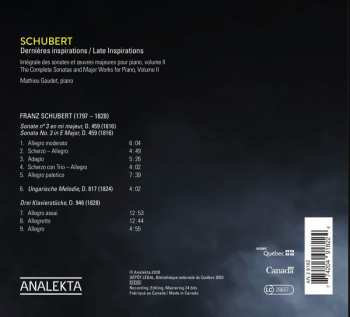 CD Franz Schubert: Dernières Inspirations / Late Inspirations 441228