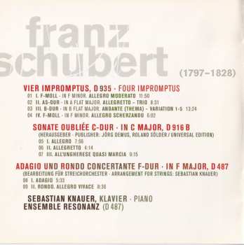 CD Franz Schubert: Impromptus D 935 / Sonate Oubliée D 916 B / Adagio Und Rondo / Concertante D 487 DIGI 244201