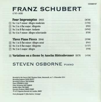 CD Franz Schubert: Impromptus D935 · Piano Pieces D946 · Hüttenbrenner Variations D576 332383