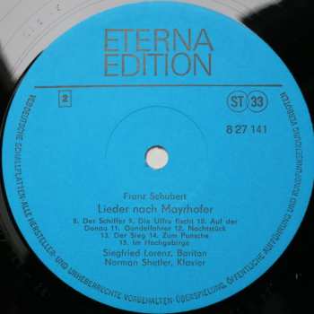 LP Franz Schubert: Lieder Nach Mayrhofer 276278