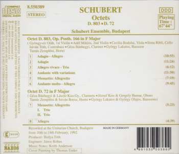 CD Franz Schubert: Octet D. 803 For Strings, Clarinet, Bassoon And Horn - Octet D. 72 For Oboes, Clarinets, Bassoons And Horns 292316