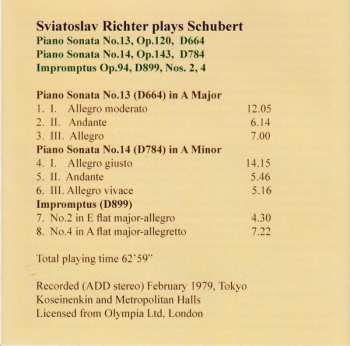 CD Franz Schubert: Piano Sonatas 13, 14 / Impromptus (D899) Nos. 2, 4 176688