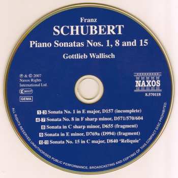 CD Franz Schubert: Piano Sonatas Nos. 1, 8 And 15 'Reliquie' 237271