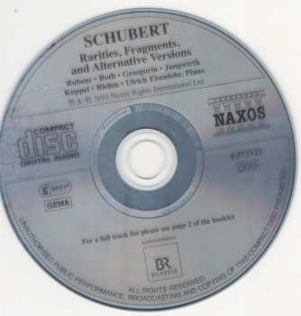 CD Franz Schubert: Rarities, Fragments, And Alternative Versions 273312