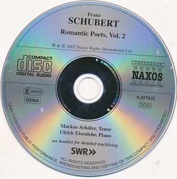 CD Franz Schubert: Romantic Poets, Vol. 2 306658