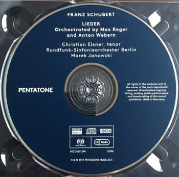 SACD Franz Schubert: Schubert Lieder (Orchestrated By Max Reger & Anton Webern) 303686