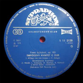 LP Franz Schubert: Smyčcový Kvintet C Dur, Op. 163 276281