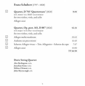CD Franz Schubert: String Quartet In G Major | String Quartet In C Minor "Quartettsatz"