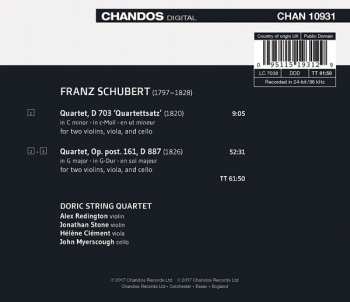CD Franz Schubert: String Quartet In G Major | String Quartet In C Minor "Quartettsatz"