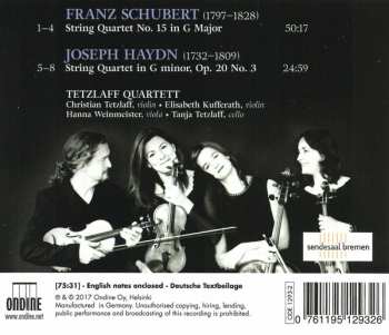 CD Franz Schubert: String Quartet No. 15 / String Quartet Op. 20 No. 3