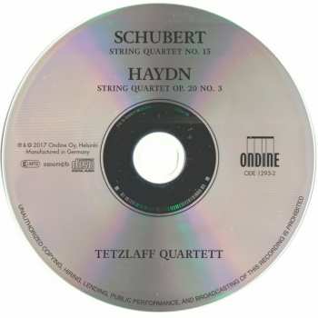 CD Franz Schubert: String Quartet No. 15 / String Quartet Op. 20 No. 3