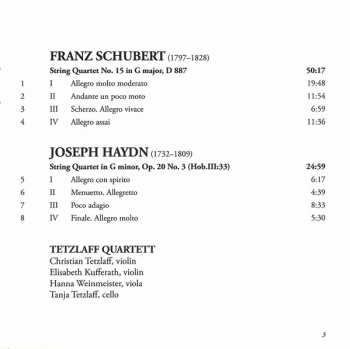 CD Franz Schubert: String Quartet No. 15 / String Quartet Op. 20 No. 3