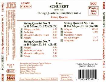 CD Franz Schubert: String Quartets (Complete) Vol. 3 (No. 9 / No. 7 / No. 3) 259526
