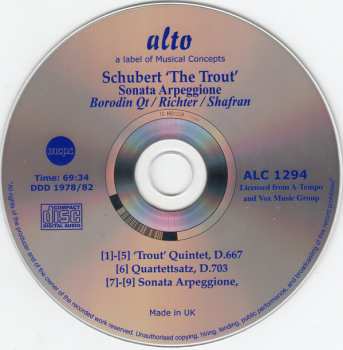 CD Franz Schubert: ‘Trout’ Quintet / Sonata Arpeggione / Quartettsatz 333183