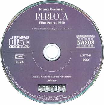 CD Franz Waxman: Rebecca (Film Score, 1940) 299675