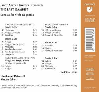 CD Franz Xaver Hammer: The Last Gambist 531614