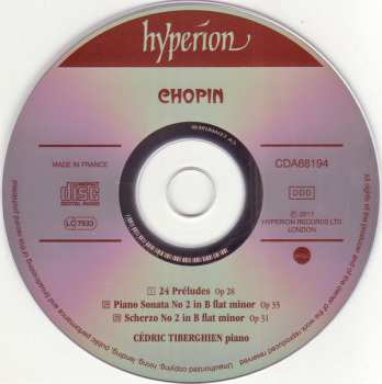 CD Frédéric Chopin: 24 Préludes ∙ Piano Sonata No 2 ∙ Scherzo No 2 319774