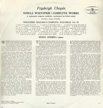 LP Frédéric Chopin: Wszystkie Mazurki = Complete Mazurkas Vol. IV (ČERNÝ ŠTÍTEK) 121170