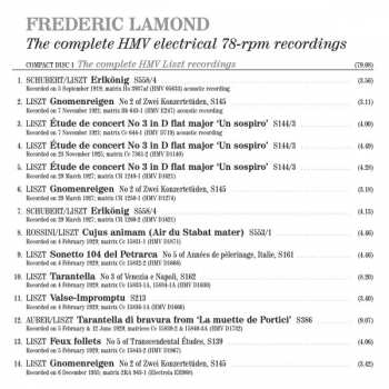 3CD Frederic Lamond: The Liszt Recordings & HMV & Electrola Electrical Recordings 235445