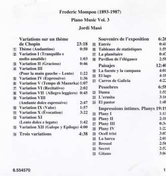 CD Frederic Mompou: Piano Music Volume 3 252779