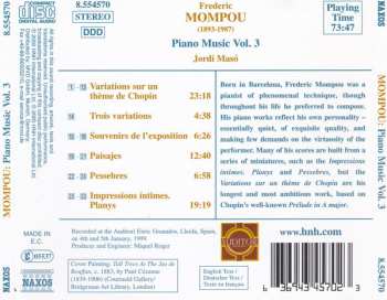 CD Frederic Mompou: Piano Music Volume 3 252779