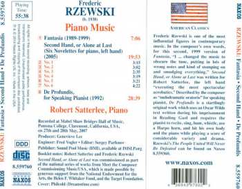CD Frederic Rzewski: Piano Music - Fantasia | Second Hand, or Alone at Last | De Profundis 346841