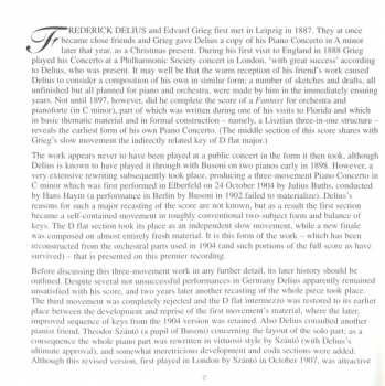 CD Frederick Delius: Piano Concerto In C Minor Op 17 (Original Version) / Piano Concerto In E Flat Major / Legend 330468
