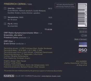 CD Friedrich Cerha: Und Du... Verzeichnis Für K 294384