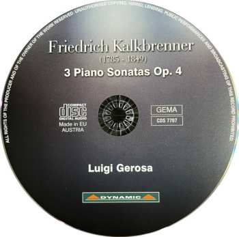 CD Friedrich Kalkbrenner: 3 Piano Sonatas Op.4 459044