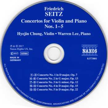 CD Friedrich Seitz: Concertos for Violin and Piano Nos. 1-5 542080