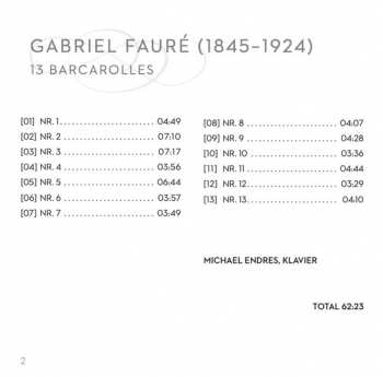 CD Gabriel Fauré: 13 Barcarolles 186228