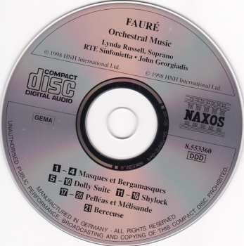 CD Gabriel Fauré: Orchestral Music 350815