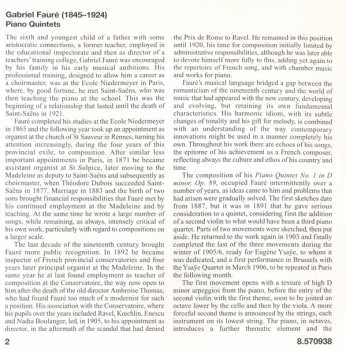 CD Gabriel Fauré: Piano Quintets 316521