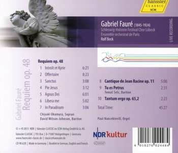 CD Gabriel Fauré: Requiem • Cantique De Jean Racine • Tu Es Petrus • Tantum Ergo 385167
