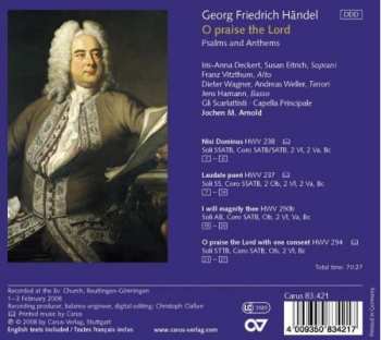 CD Georg Friedrich Händel: O Praise The Lord: Psalms And Anthems 190101