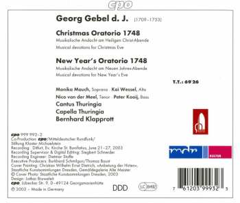 CD Georg Gebel d. J.: Christmas Oratorio; New Year's Oratorio 285523