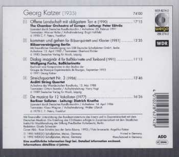 CD Georg Katzer: Offene Landschaft Mit Obligatem Ton E · Kommen Und Gehen · Dialog Imaginär 4 · Streichquartett Nr. 3 · De Musica 289268