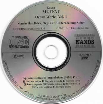 CD Georg Muffat: Organ Works Volume 1 (Apparatus Musico-Organisticus (1690) Part I) 347290