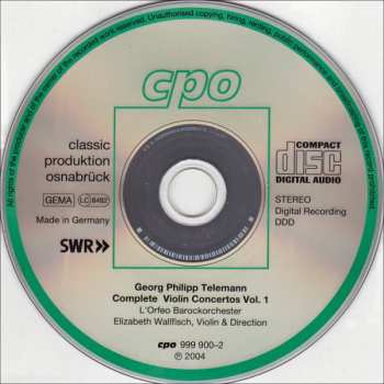 CD Georg Philipp Telemann: Complete Violin Concertos Vol. 1 119326
