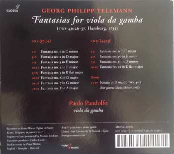 2CD Georg Philipp Telemann: Fantasias For Viola Da Gamba (Hamburg, 1735) 334109