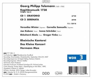 2CD Georg Philipp Telemann: Kapitänsmusik 1738 111693