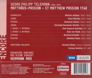 CD Georg Philipp Telemann: Matthäus Passion - St Matthew Passion 1746 319676