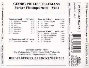 CD Georg Philipp Telemann: Pariser Flötenquartette Vol.2 118510