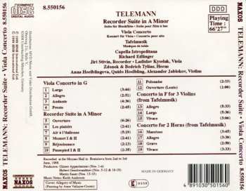 CD Georg Philipp Telemann: Recorder Suite In A Minor • Viola Concerto • Tafelmusik 335492