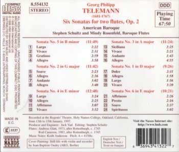 CD Georg Philipp Telemann: Six Sonatas For Two Flutes, Op. 2 318558