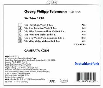 CD Georg Philipp Telemann: Six Trios 1718 127684