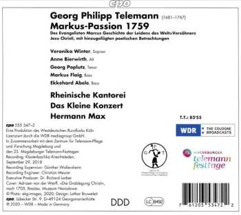 2CD Georg Philipp Telemann: Markus-Passion 1759 489672