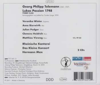 2CD Georg Philipp Telemann: Lukas Passion 1748 435680