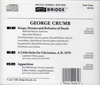 CD George Crumb: Songs, Drones And Refrains Of Death / Apparition / A Little Suite For Christmas, A.D. 1979 332565