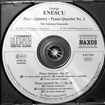 CD George Enescu: Piano Quintet • Piano Quartet No.2 310581